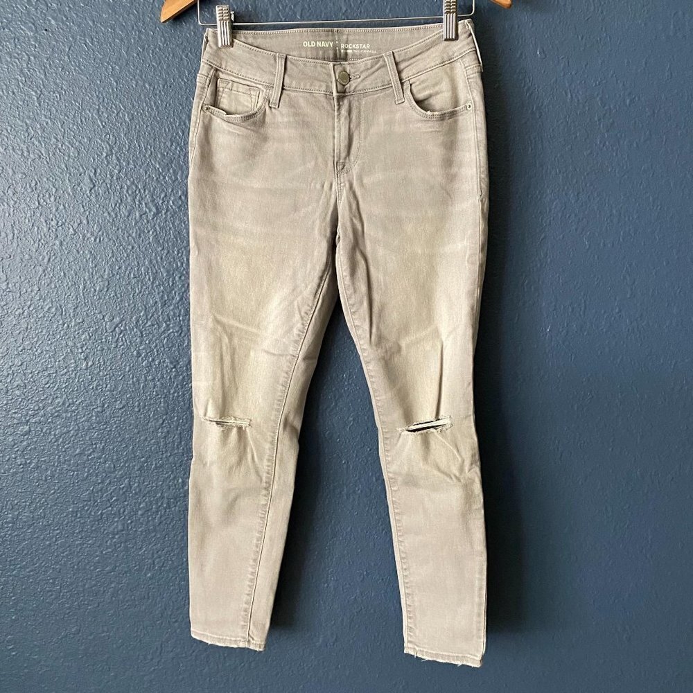 Old Navy Rockstar Gray Mid-Rise Distressed Jeans Women’s Size 2P